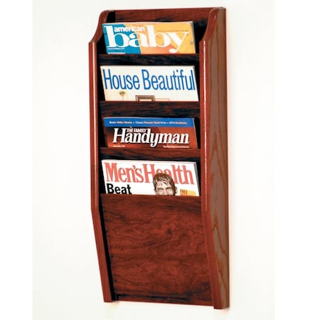 Wooden Mallet Cascade 4 Pocket Magazine Rack Black & Mahogany MR24-4BK
